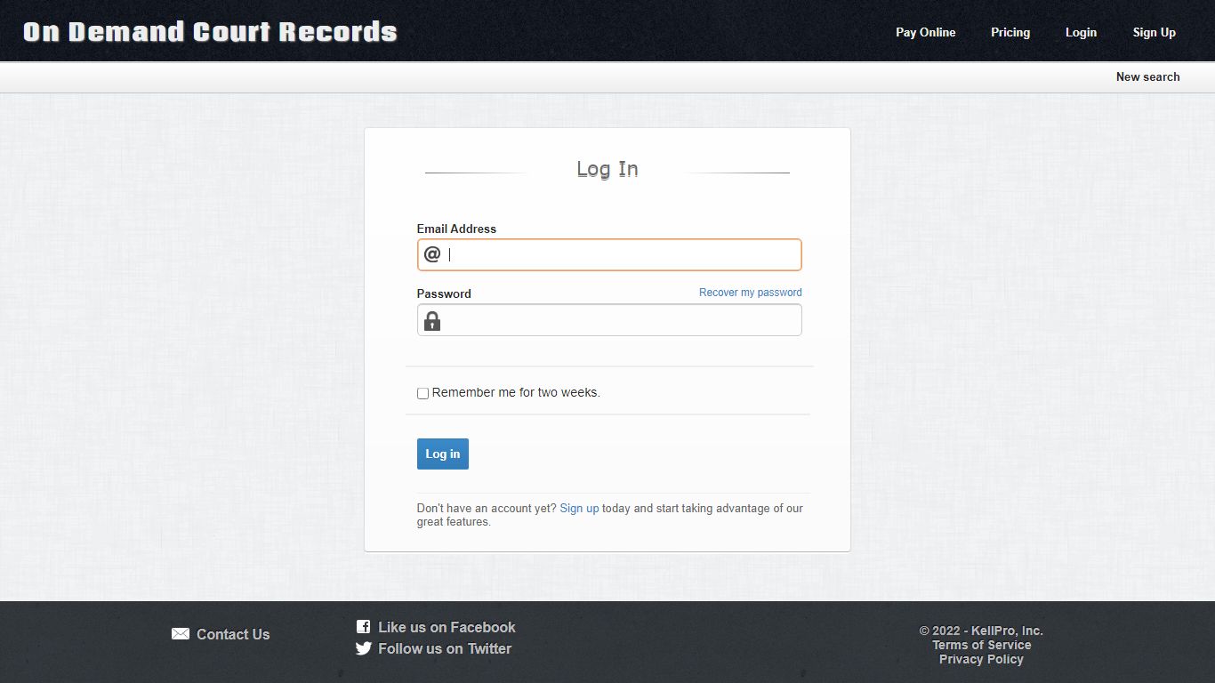 Log in | On Demand Court Records