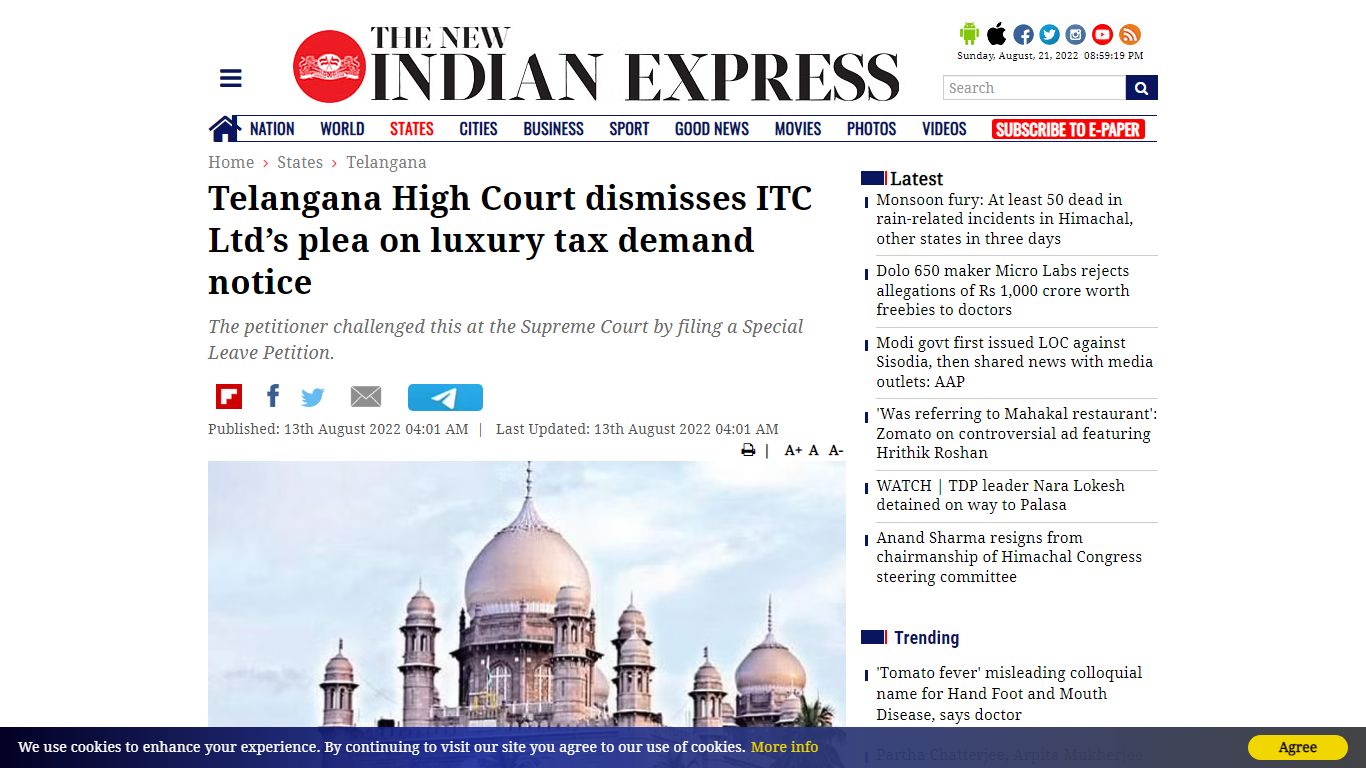 Telangana High Court dismisses ITC Ltd’s plea on luxury tax demand ...